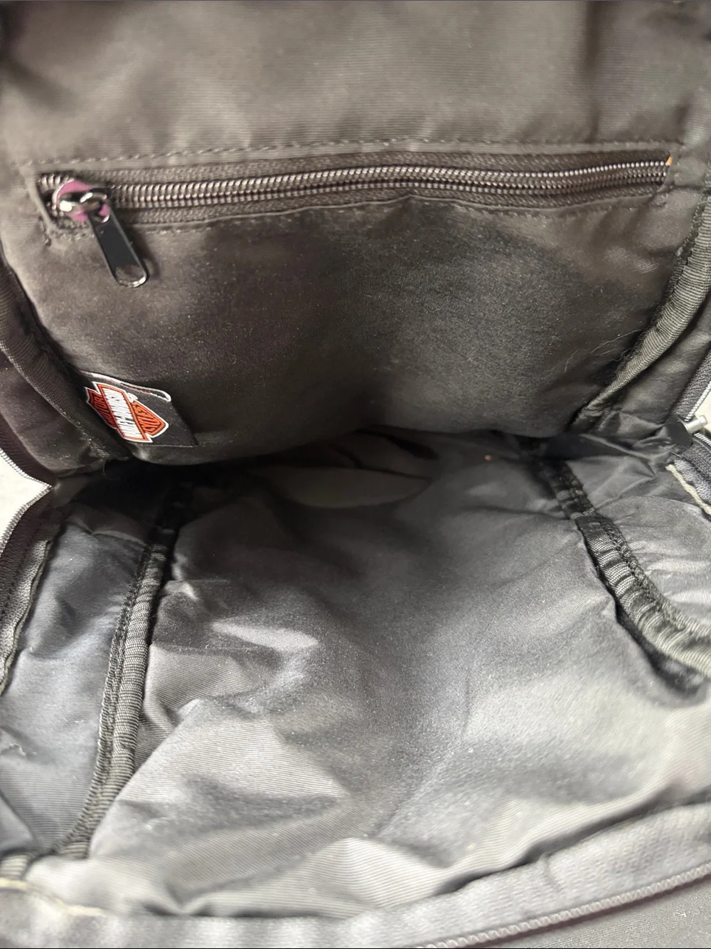 Harley-Davidson Black & Orange Nylon Mini Backpack Lightweight Motorcycle Bag